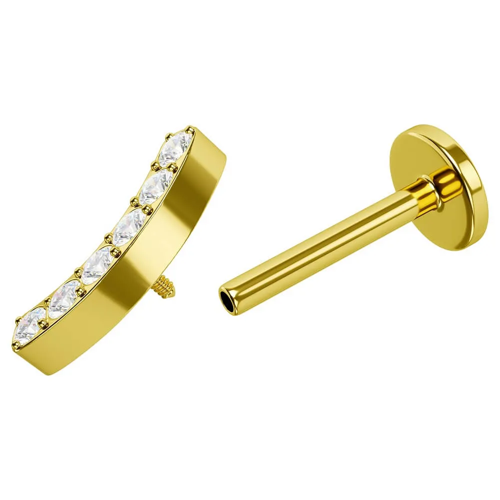 16G 8mm Titanium Internally Threaded CZ Curved Labret