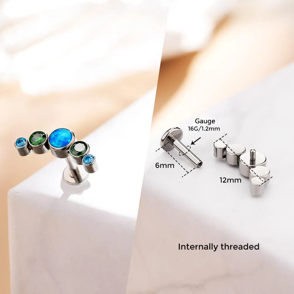 16G Titanium Internally Threaded Gorgeous Color Combo Cartilage Earring