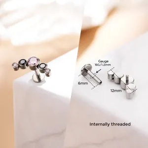 16G Titanium Internally Threaded Gorgeous Color Combo Cartilage Earring
