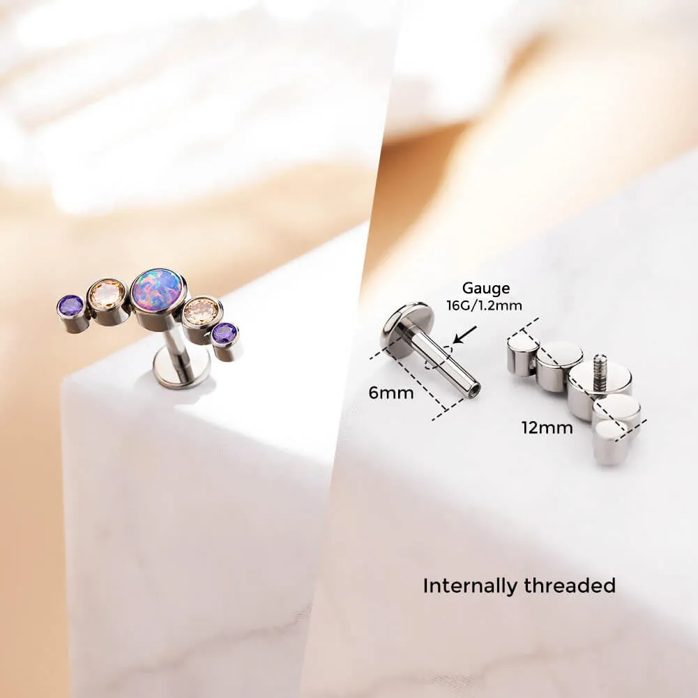 16G Titanium Internally Threaded Gorgeous Color Combo Cartilage Earring