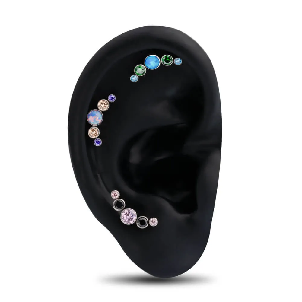 16G Titanium Internally Threaded Gorgeous Color Combo Cartilage Earring