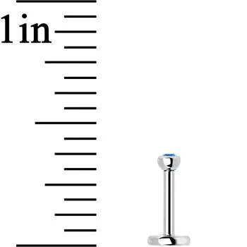 18 Gauge 1/4 Aqua 2mm CZ Gem Internally Threaded Cartilage Earring