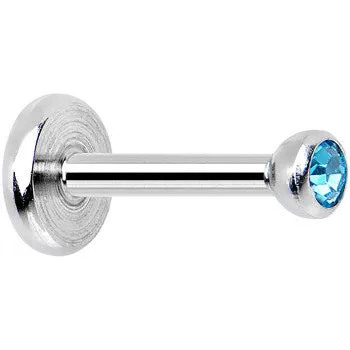18 Gauge 1/4 Aqua 2mm CZ Gem Internally Threaded Cartilage Earring