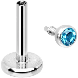 18 Gauge 1/4 Aqua 2mm CZ Gem Internally Threaded Cartilage Earring