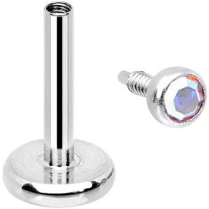18 Gauge 1/4 Aurora 2mm CZ Gem Internally Threaded Cartilage Earring