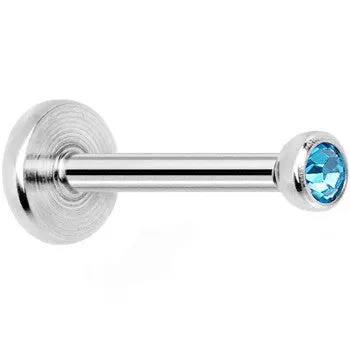 18 Gauge 5/16 Aqua 2mm CZ Internally Threaded Labret Monroe Tragus