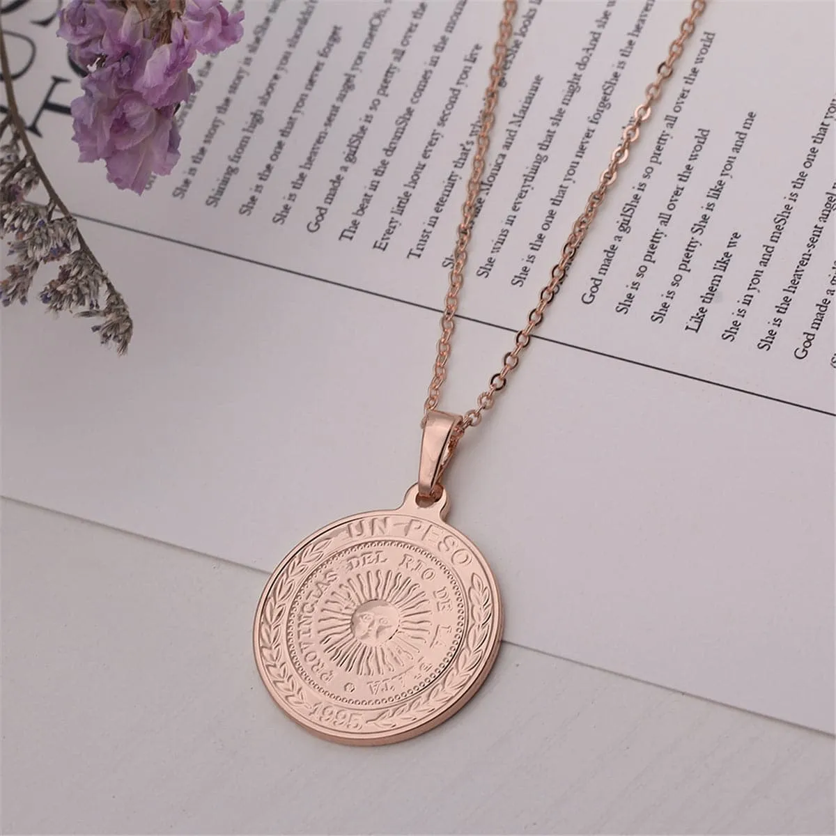 18K Rose Gold-Plated Argencoppere Peso Pendant Necklace