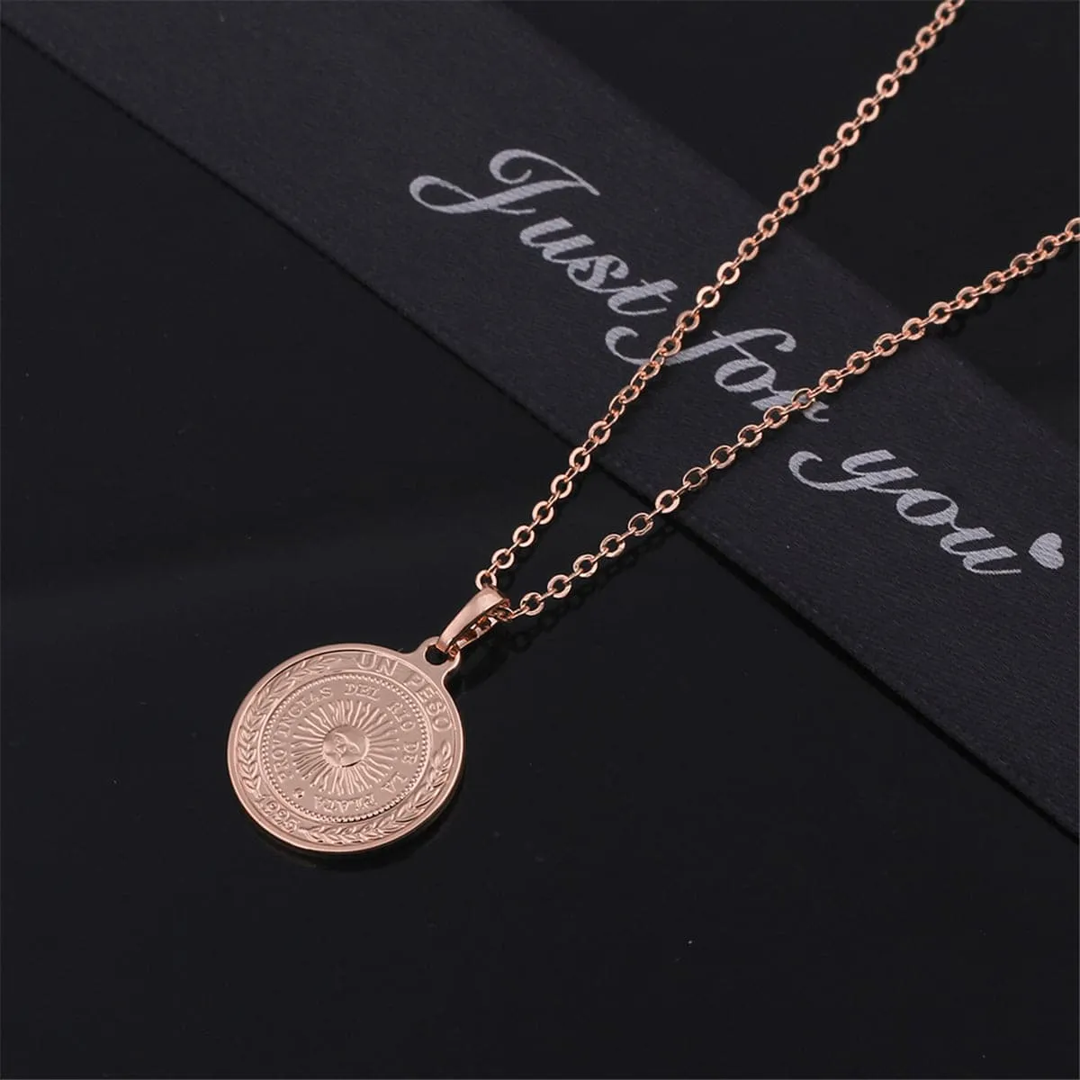 18K Rose Gold-Plated Argencoppere Peso Pendant Necklace