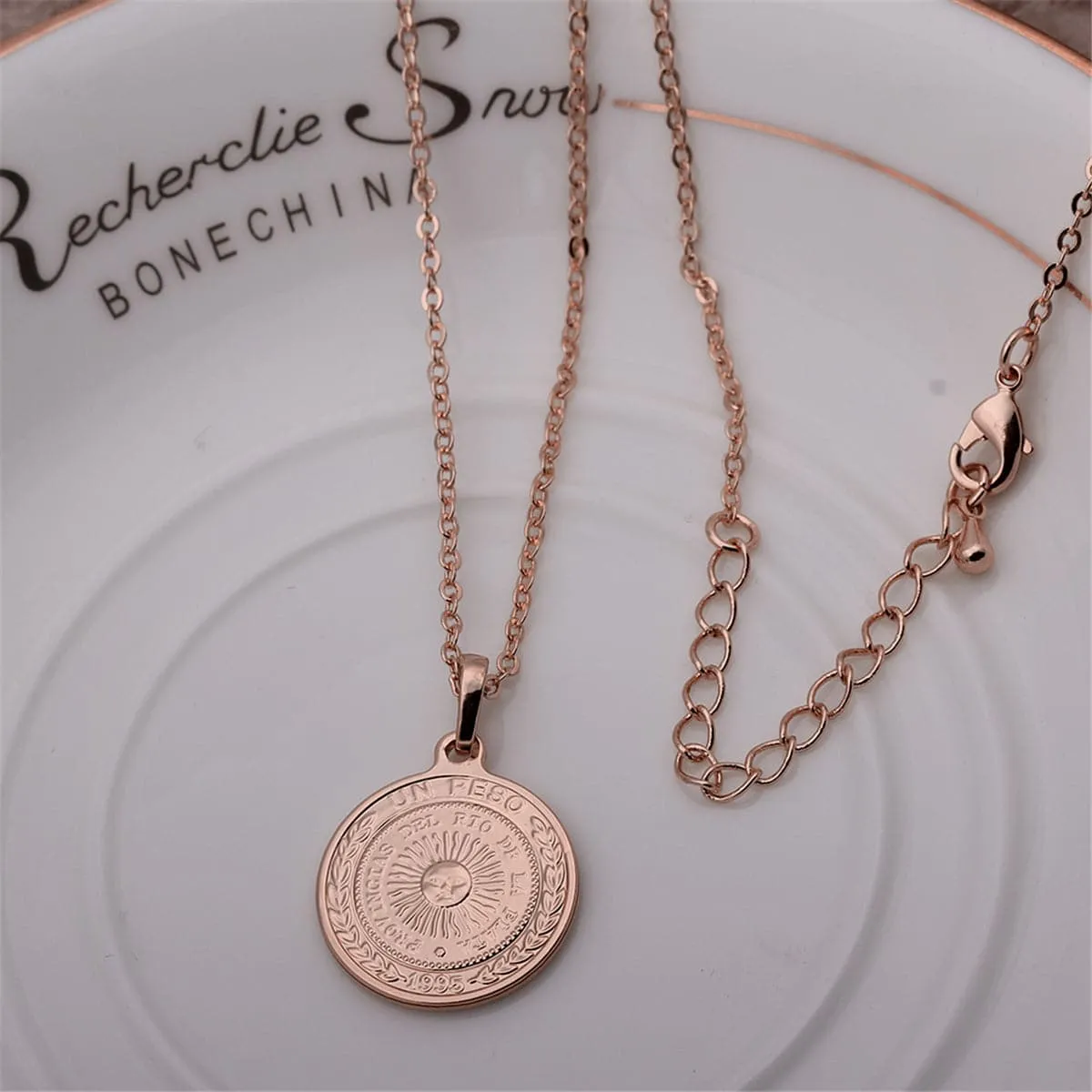 18K Rose Gold-Plated Argencoppere Peso Pendant Necklace