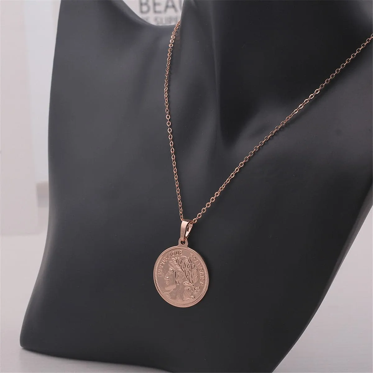 18K Rose Gold-Plated Republique Coin Pendant Necklace