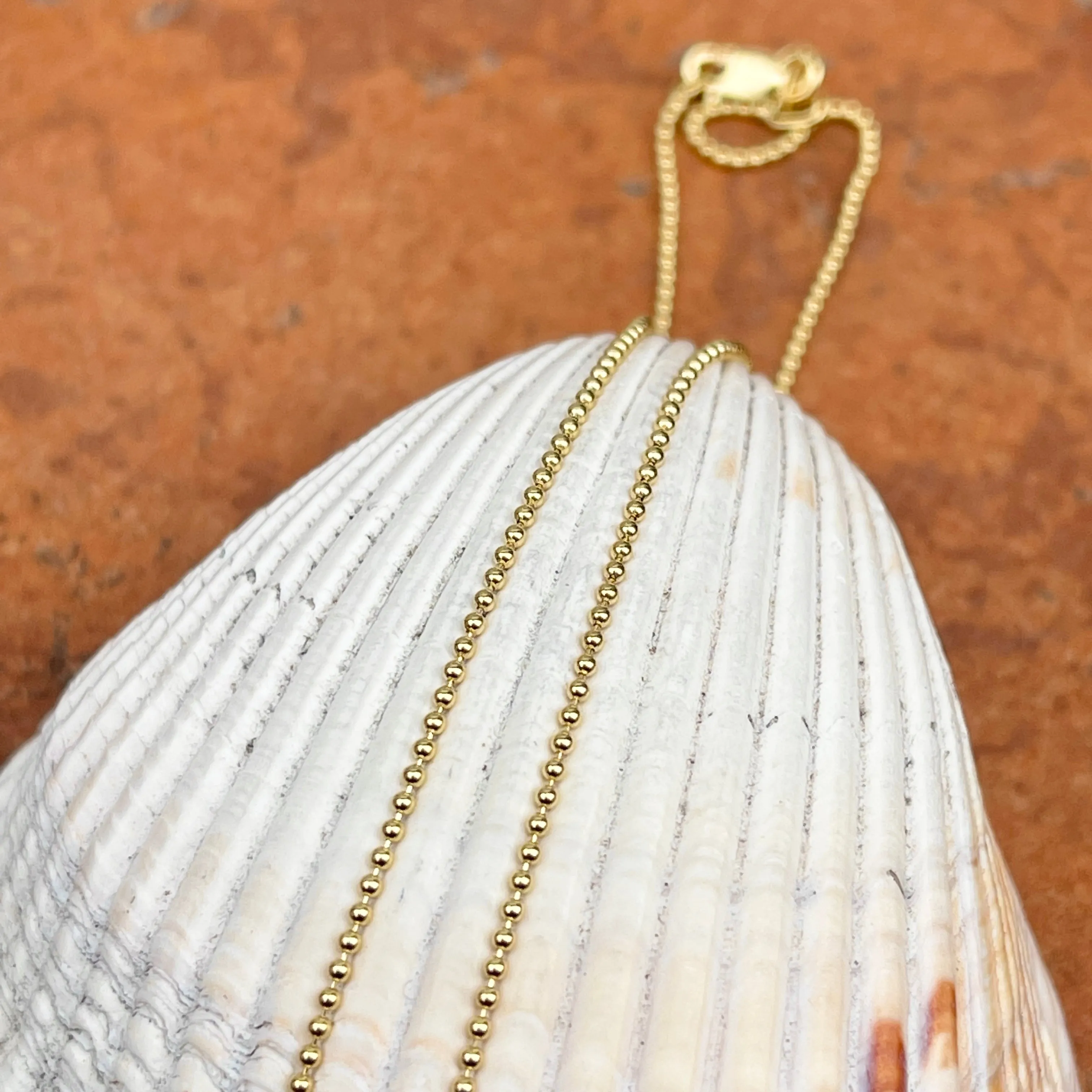 18KT Yellow Gold Solid 1.2mm Beaded Ball Link Necklace