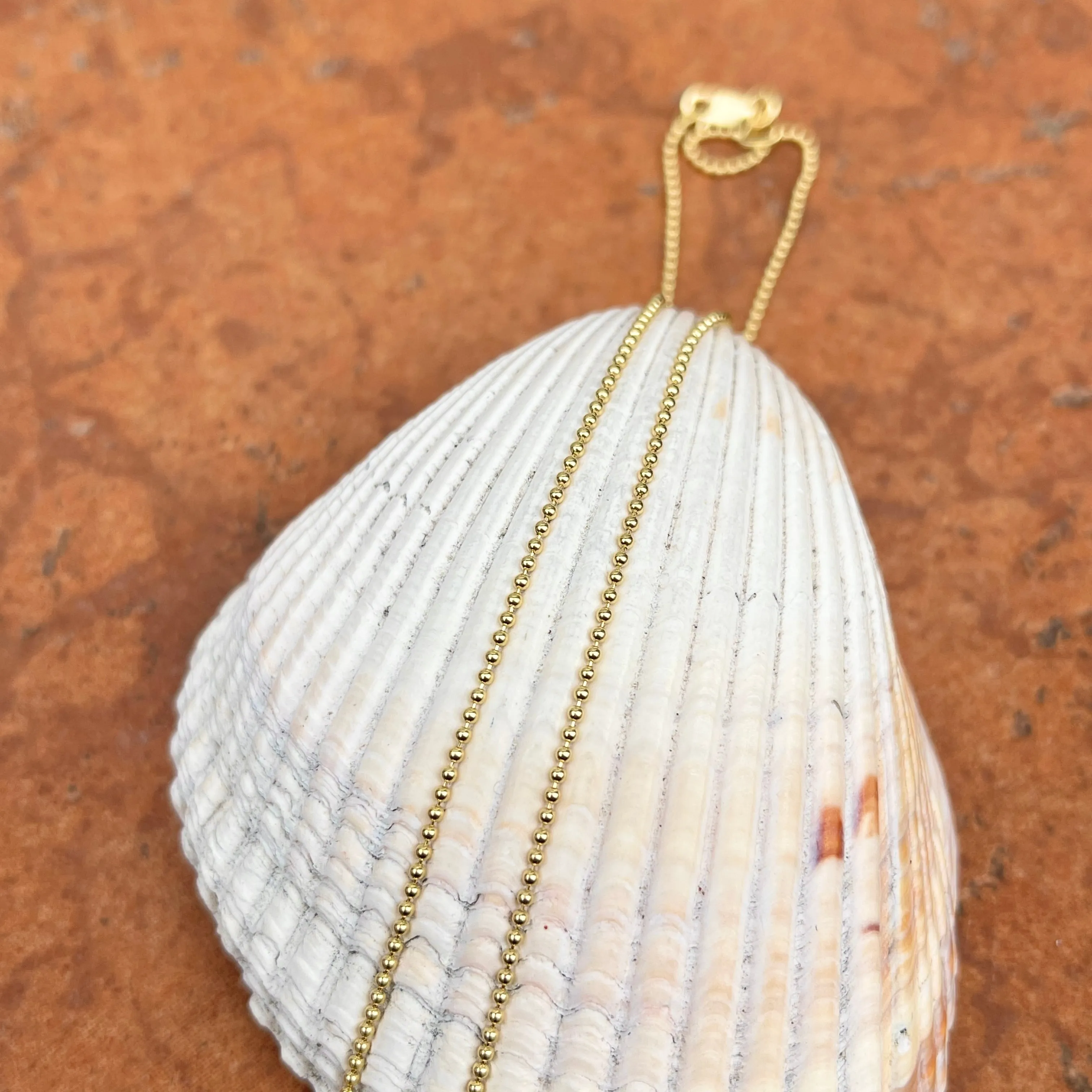 18KT Yellow Gold Solid 1.2mm Beaded Ball Link Necklace