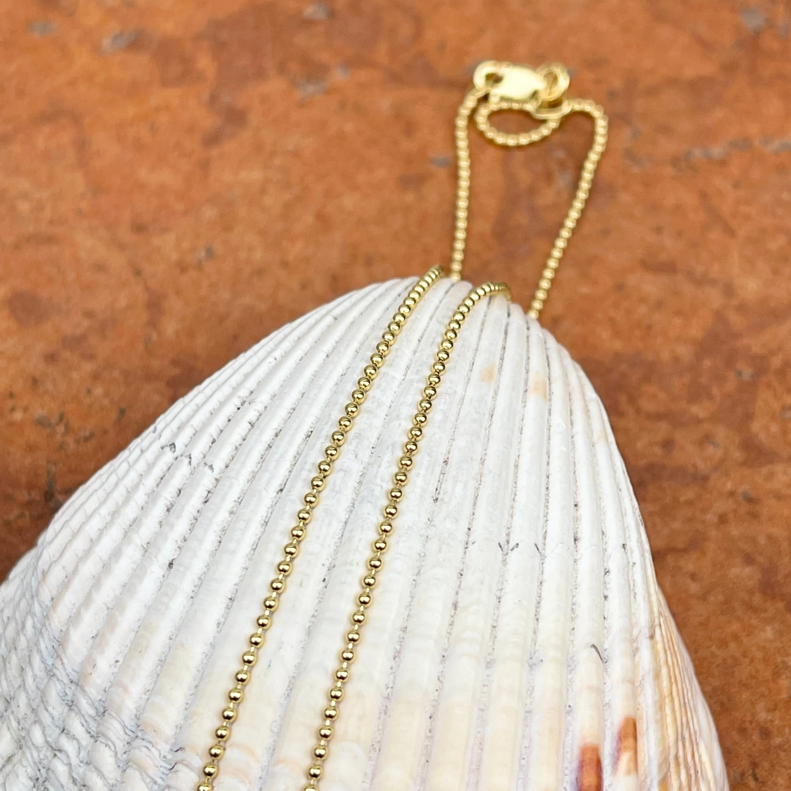 18KT Yellow Gold Solid 1.2mm Beaded Ball Link Necklace