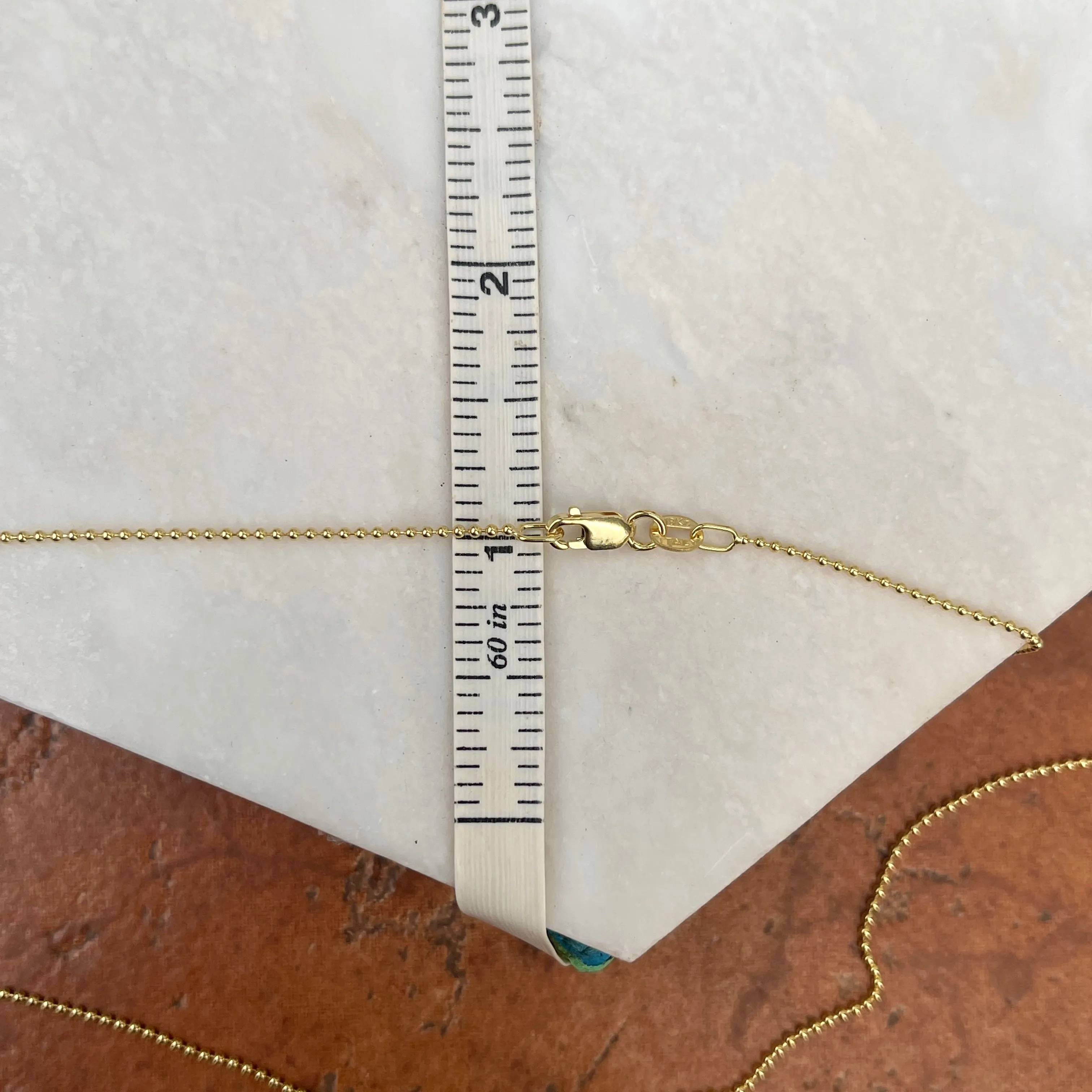 18KT Yellow Gold Solid 1.2mm Beaded Ball Link Necklace