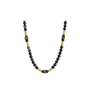 20" BEADED ARTEFACT NECKLACE WITH BLACK TOURMALINE