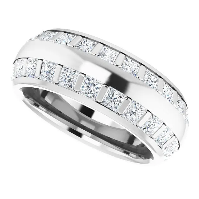 3.84 ct. Princess Diamond  Double Row Eternity Band