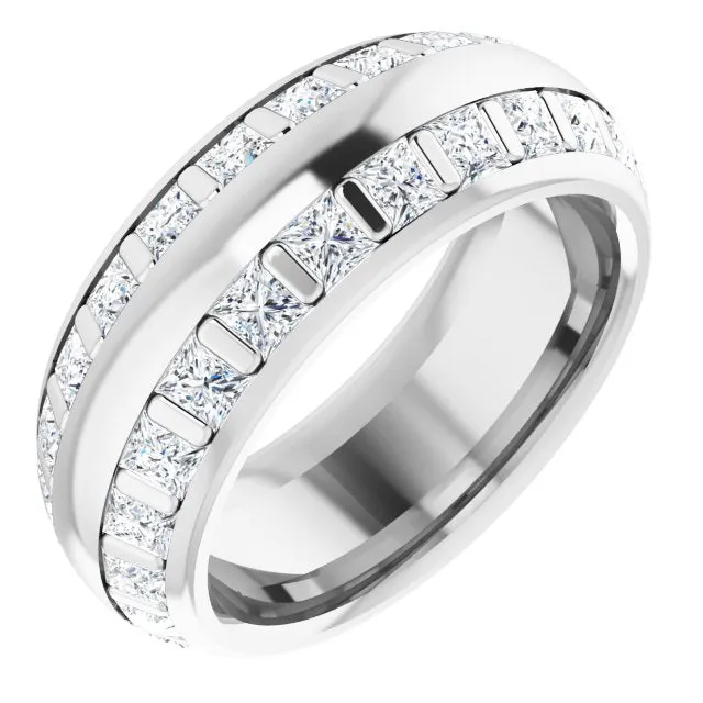 3.84 ct. Princess Diamond  Double Row Eternity Band