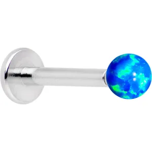 5/16 Blue Faux Opal 3mm Ball Internally Threaded Labret Monroe
