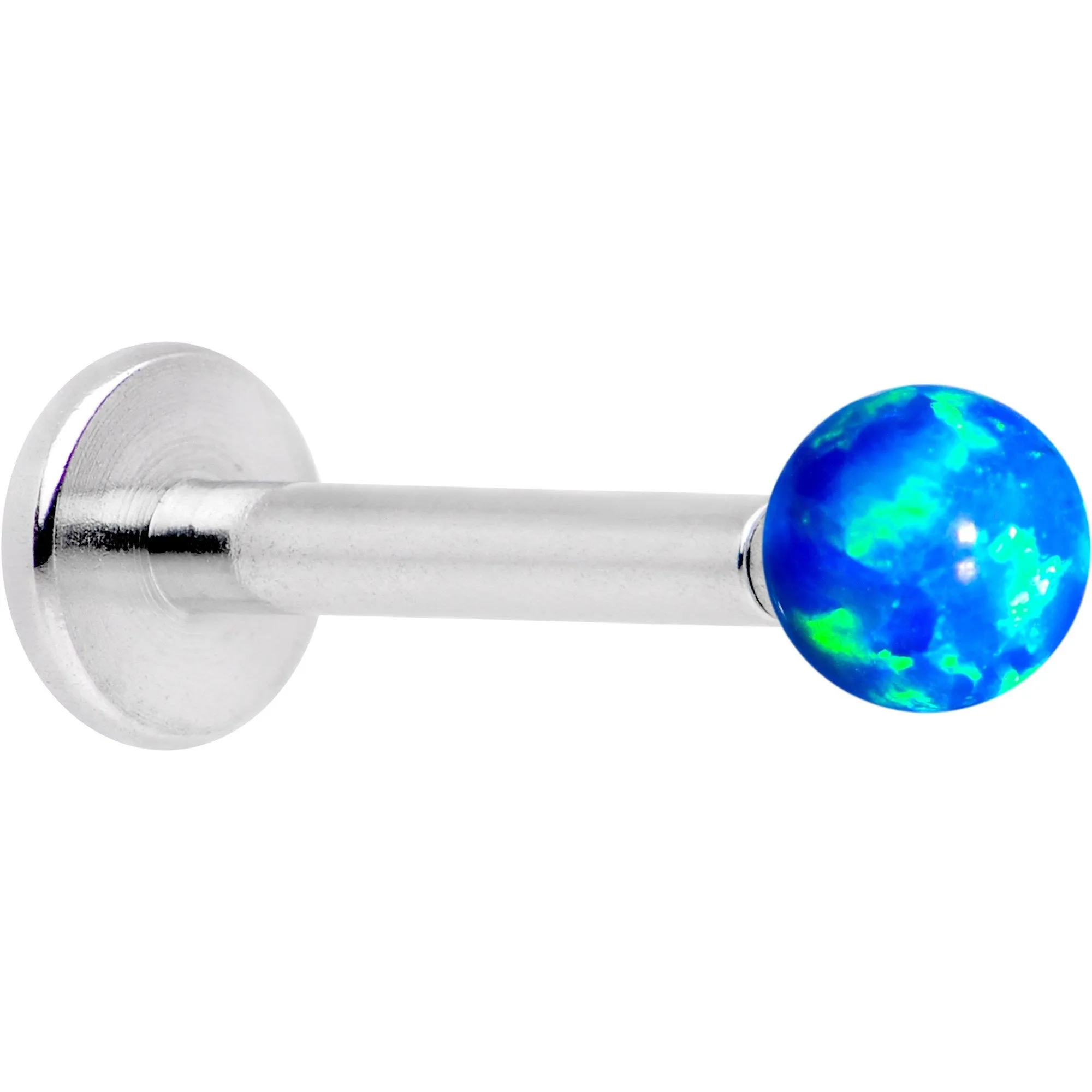 5/16 Blue Faux Opal 3mm Ball Internally Threaded Labret Monroe