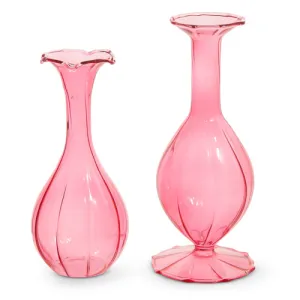 7" PINK FLUTED BUD VASES
