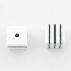 8mm*8mm*8mm Bright White and Black Striped  Cube Plastic Beads,hole size 1.8mm,sold 500pcs per pkg