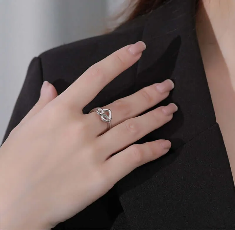 925 Silver Hollow Heart Ring
