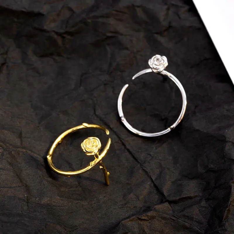 925 Silver Thorn Rose Ring