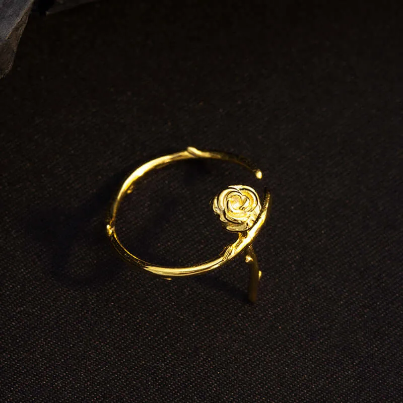925 Silver Thorn Rose Ring