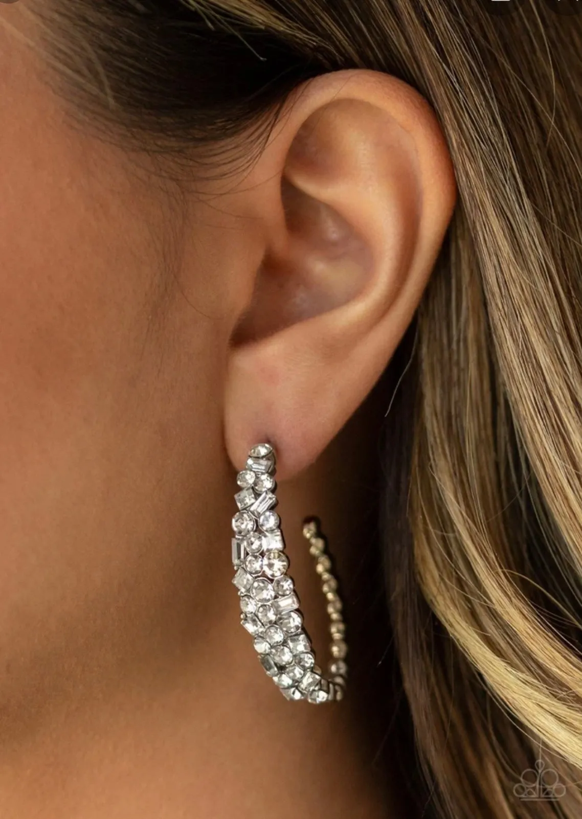 A GLITZY Conscience - White Earrings