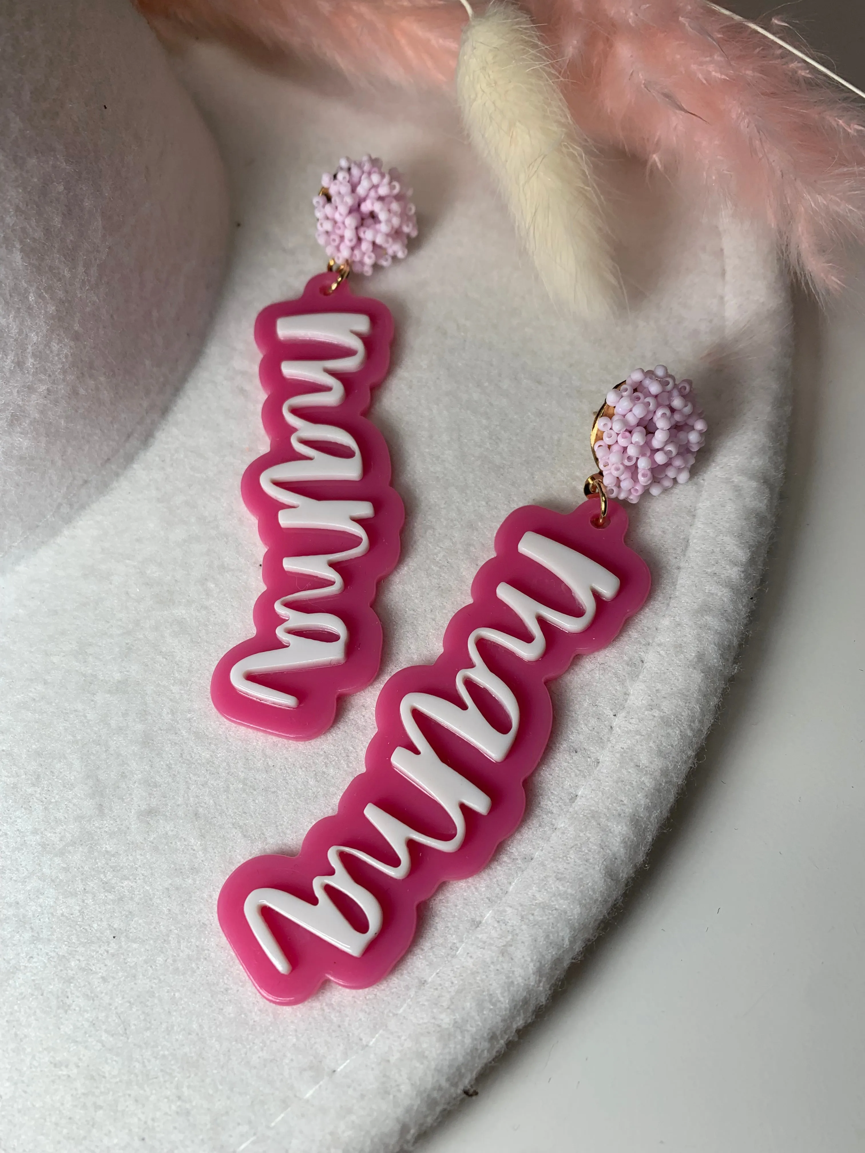 Acrylic Mama Drop Earrings