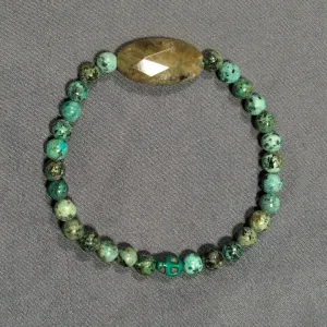 African Turquoise, Labradorite and Magnesite Bracelet