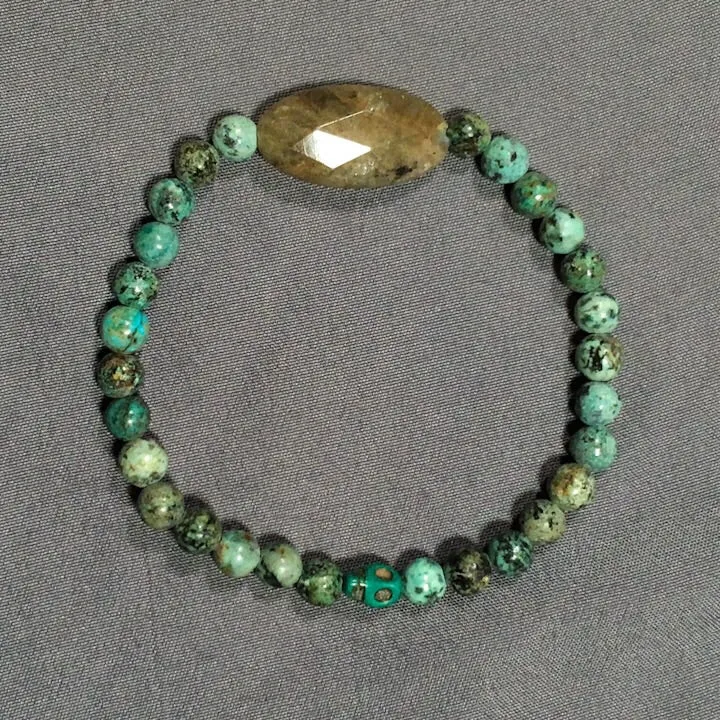 African Turquoise, Labradorite and Magnesite Bracelet