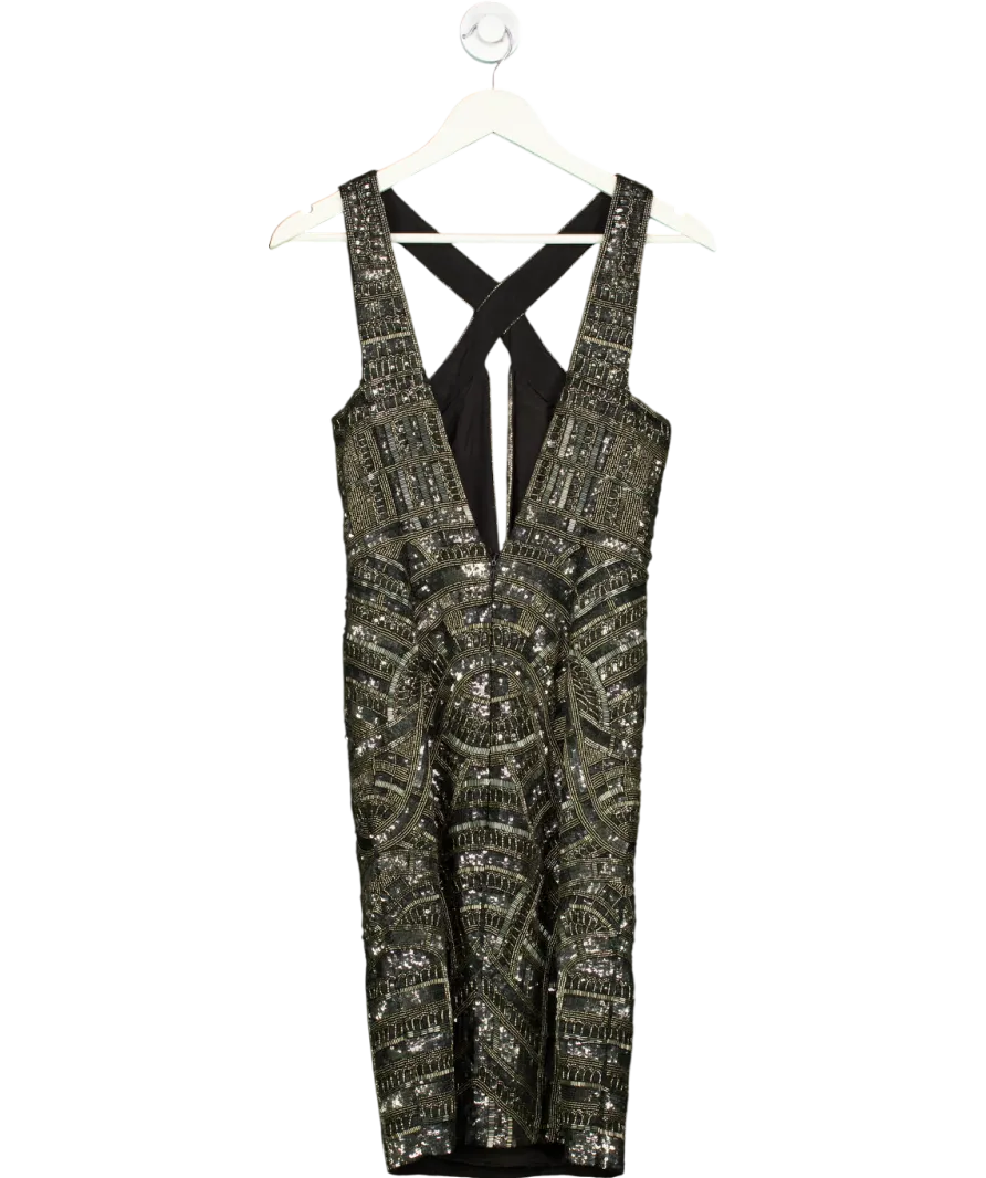 Aloura Black Embellished Cut Out Mini Dress UK XS/S