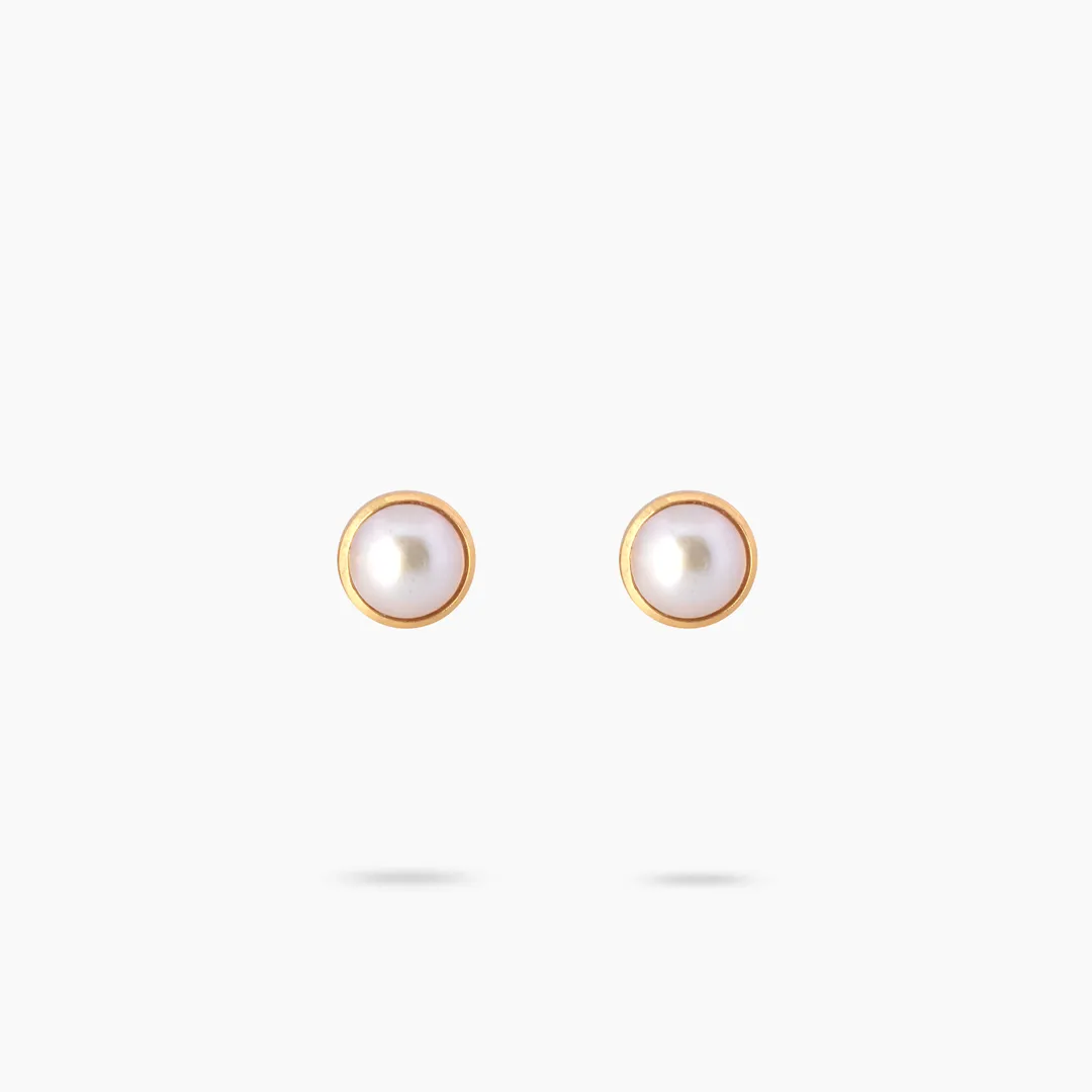 Amare Wear Freshwater Pearl Stud with Marquise Lapis Three Leaf Pendant Earrings