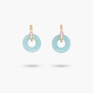 Amare Wear Oriental Inspired Freshwater Pearl Hoops and Amazonite Earrings