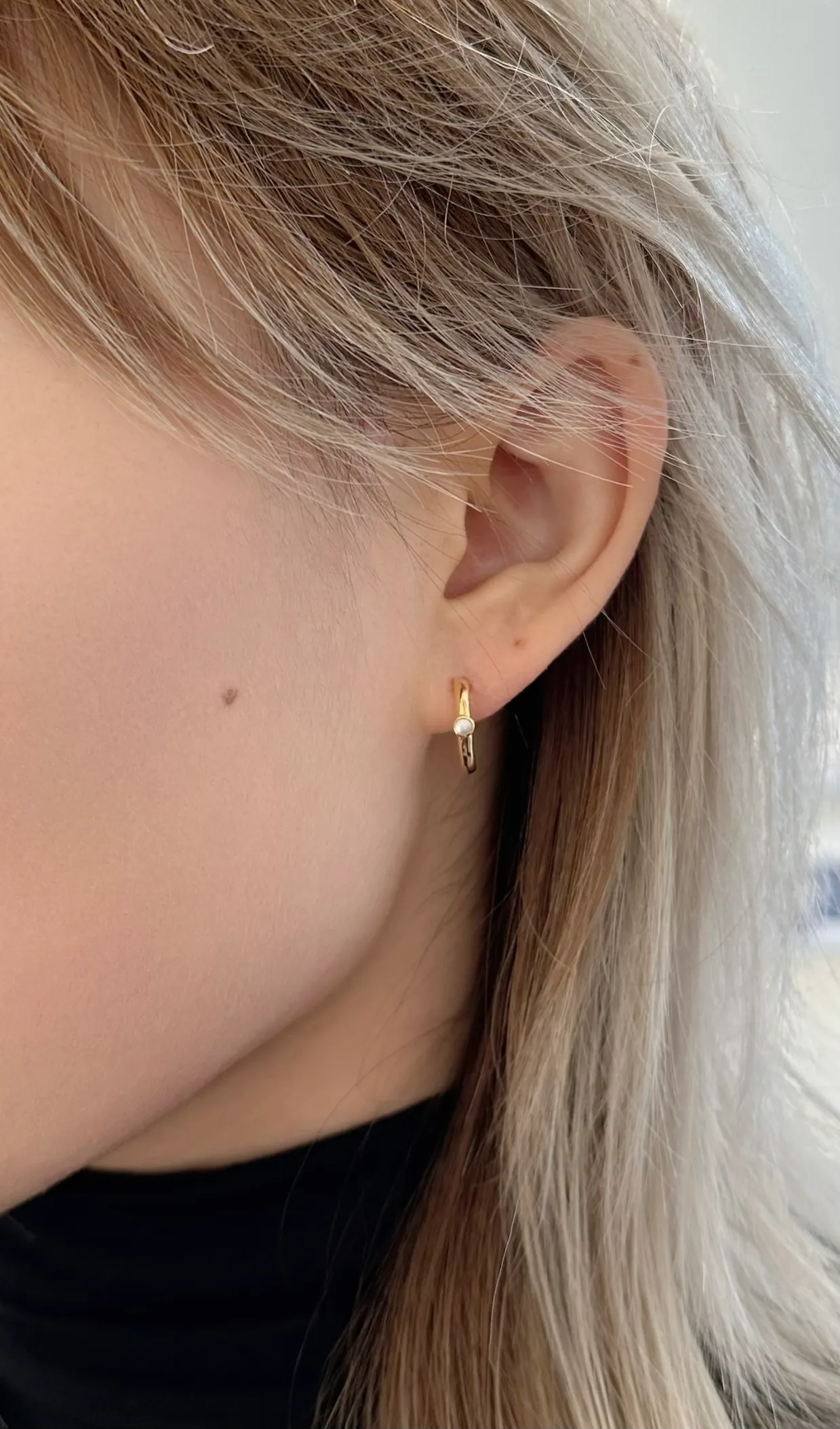 Amare Wear Oriental Inspired Freshwater Pearl Hoops and Amazonite Earrings