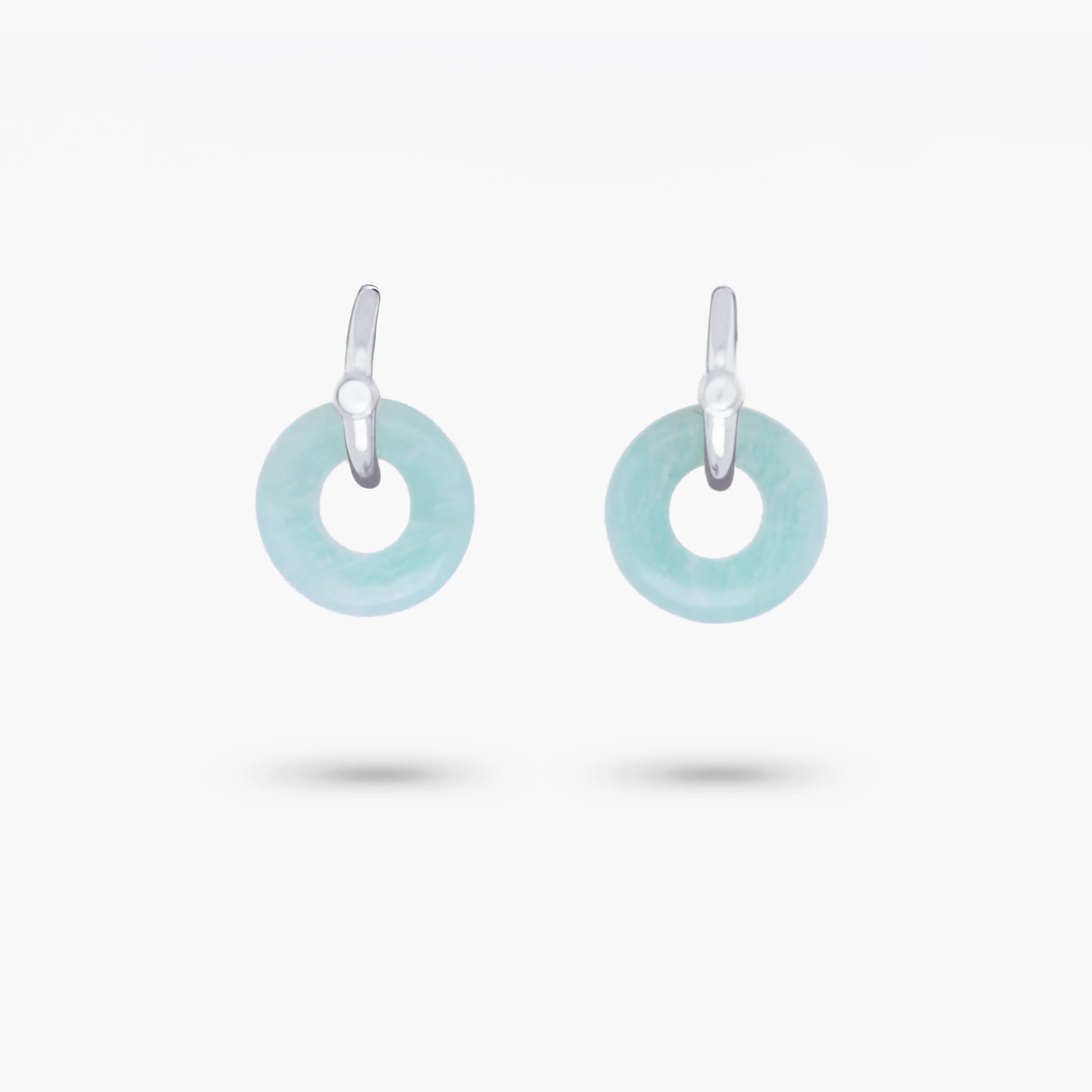 Amare Wear Oriental Inspired Freshwater Pearl Hoops and Amazonite Earrings
