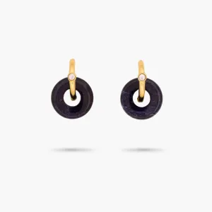 Amare Wear Oriental Inspired Freshwater Pearl Hoops and Sodalite Earrings