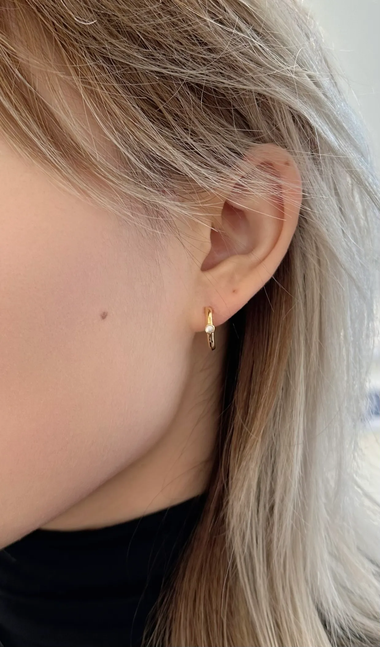 Amare Wear Oriental Inspired Freshwater Pearl Hoops and Sodalite Earrings