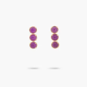 Amare Wear Petite Amethyst Triple Dangle Earring