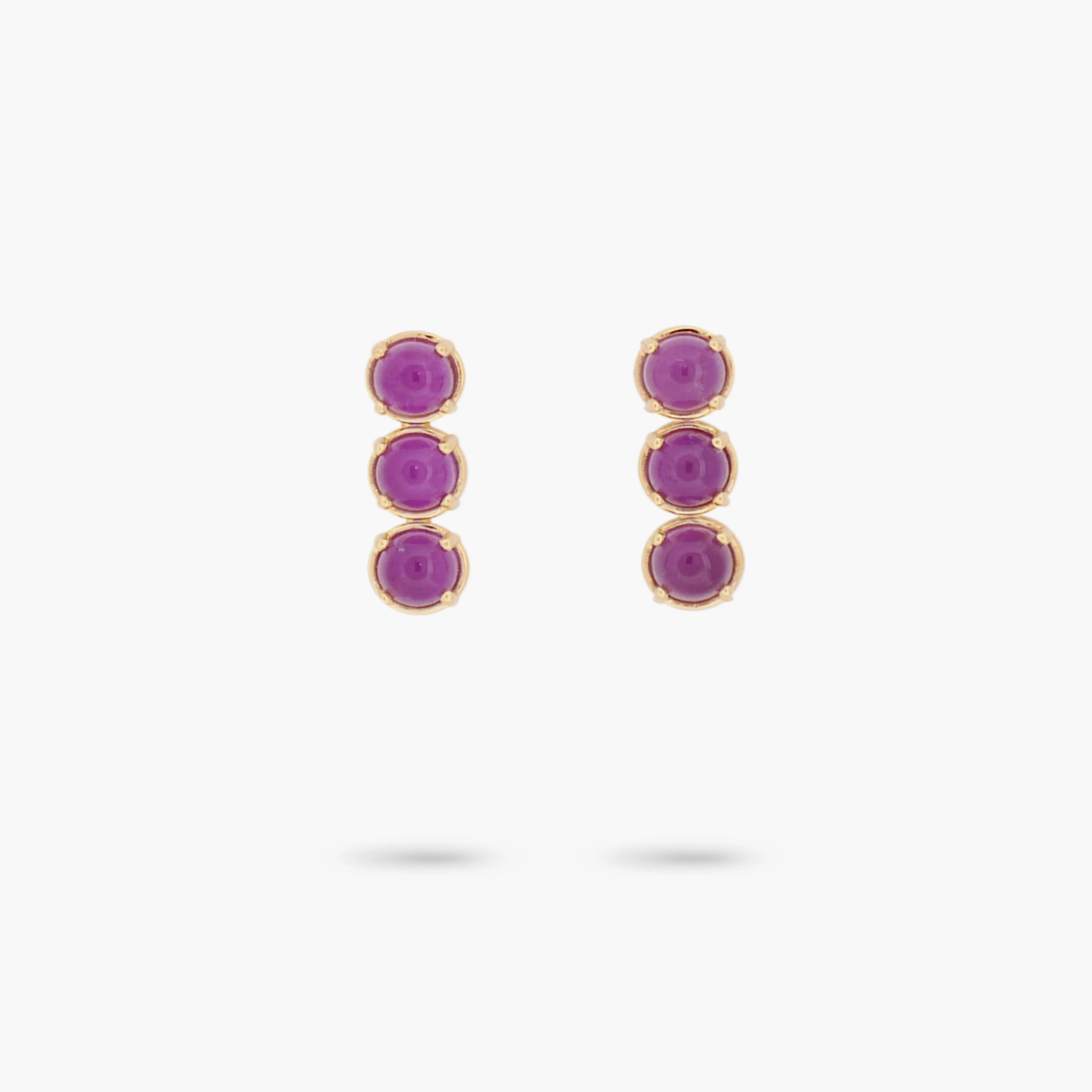 Amare Wear Petite Amethyst Triple Dangle Earring