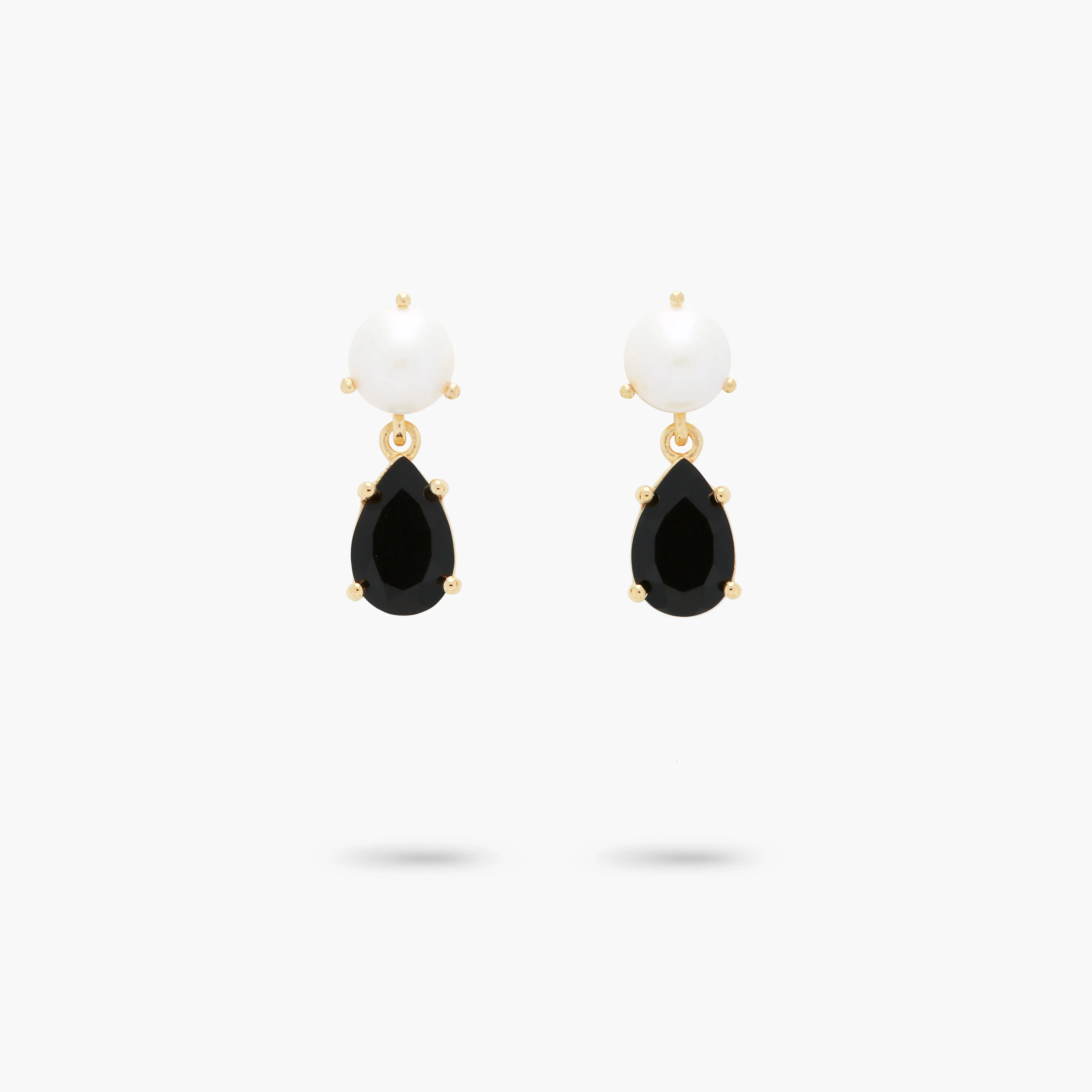 Amare Wear Petite Freshwater Pearl and Black Onyx Dangle Earrings