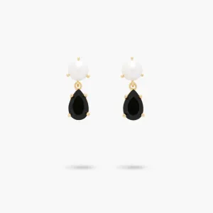Amare Wear Petite Freshwater Pearl and Black Onyx Dangle Earrings