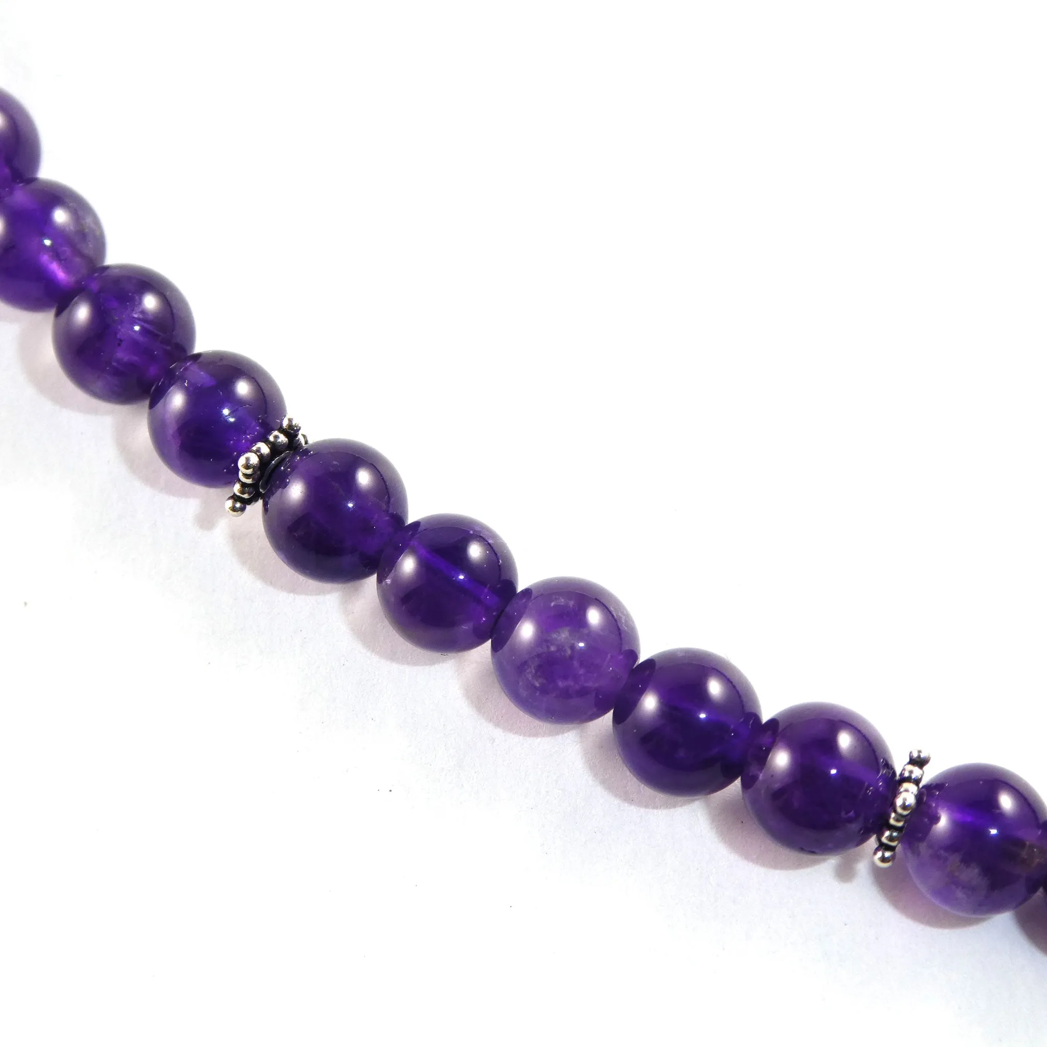 Amethyst Sterling Silver Beaded Necklace