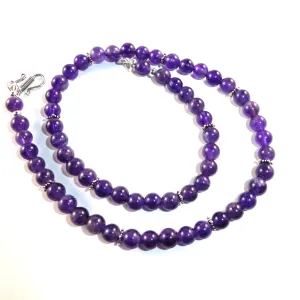Amethyst Sterling Silver Beaded Necklace