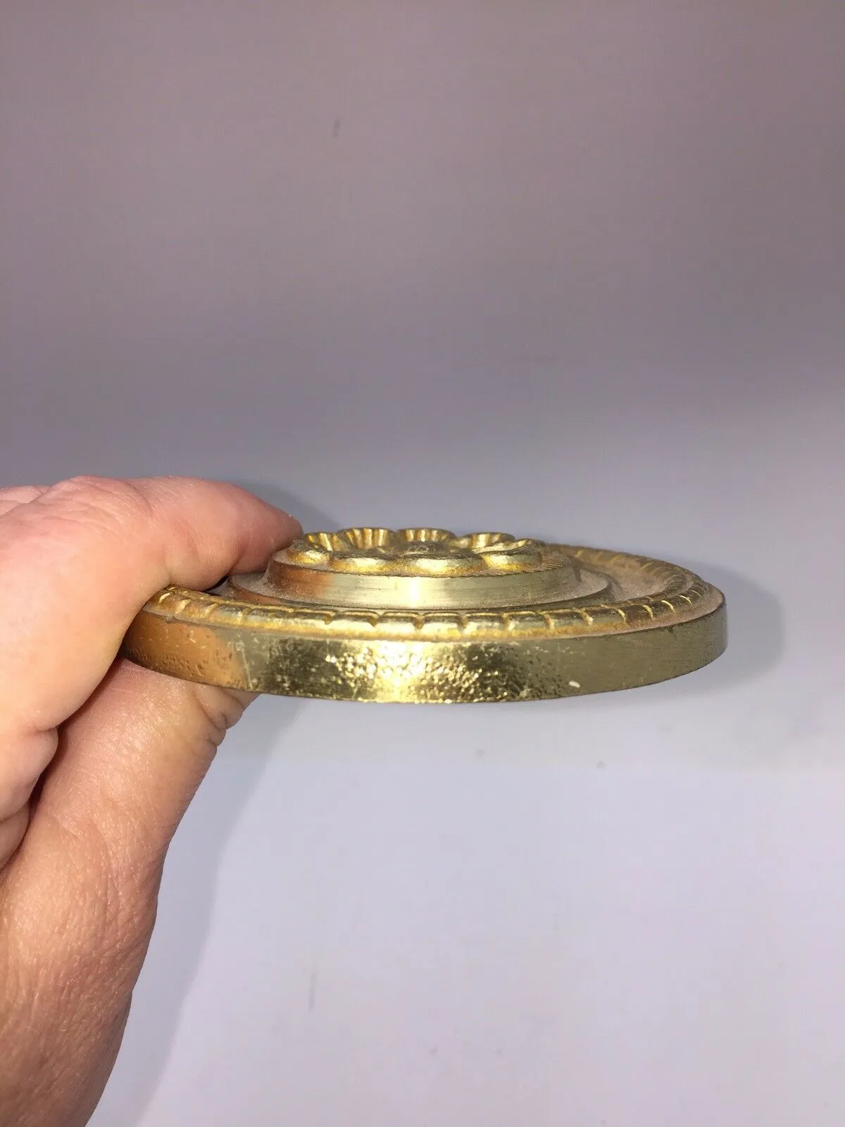 Antique French Ormolu Cabinet Furniture Curtain Mount Original 3 1/2" D