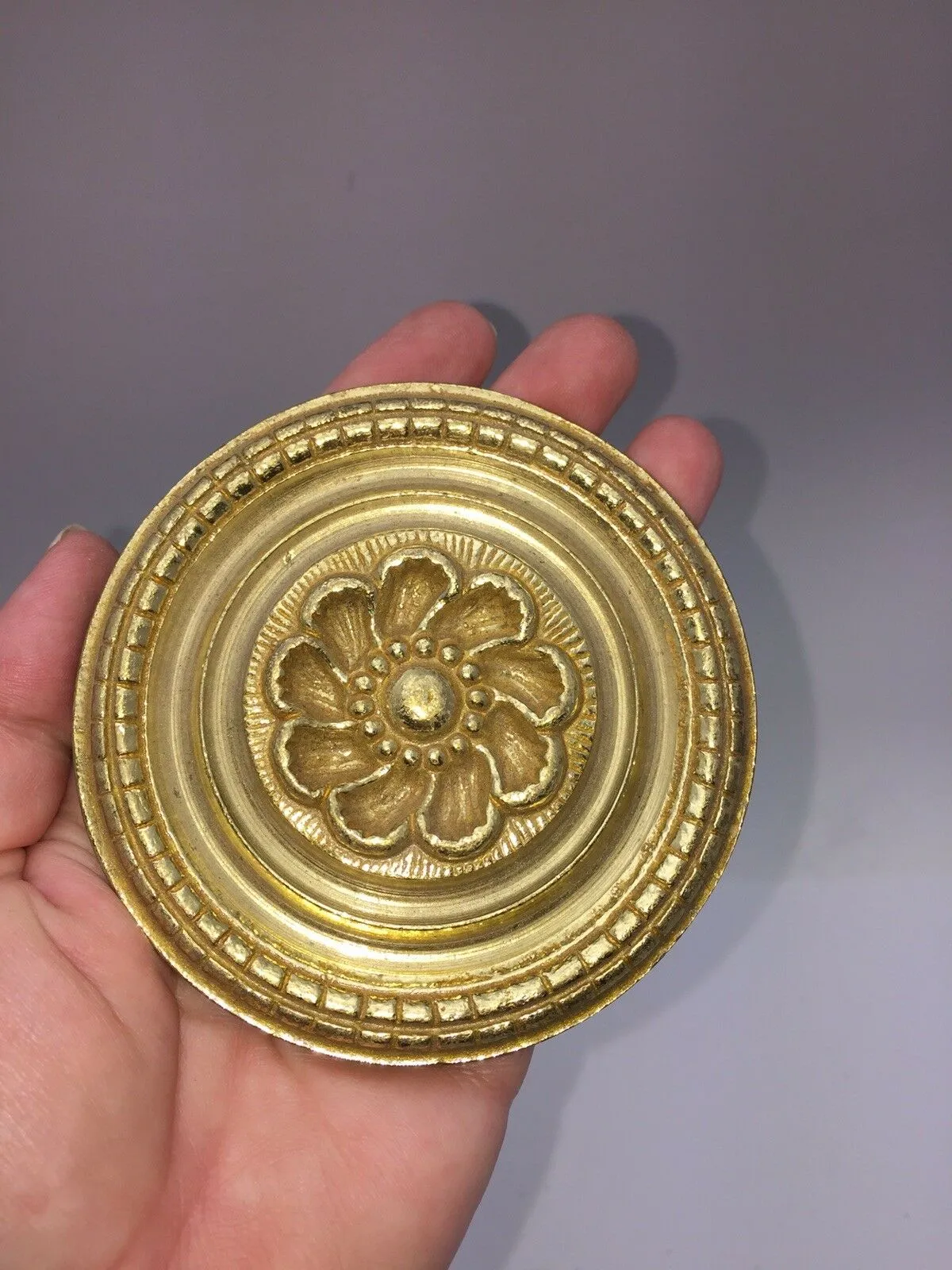 Antique French Ormolu Cabinet Furniture Curtain Mount Original 3 1/2" D