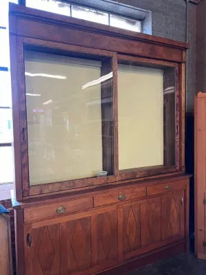 Antique Handcrafted Wooden Display Hutch