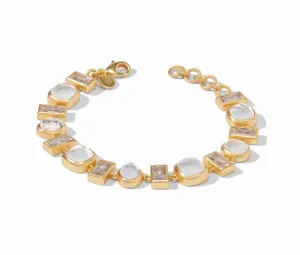 Antonia Tennis Bracelet Gold Iridescent Clear Crystal