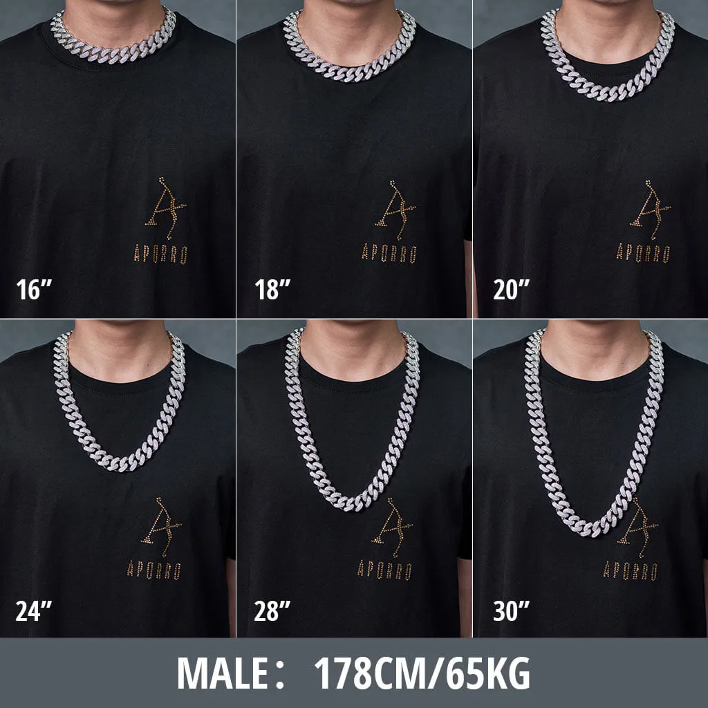 Aporro A® White Gold Iced Cuban Link Chain - 19mm [SHIP TO THE US ONLY]